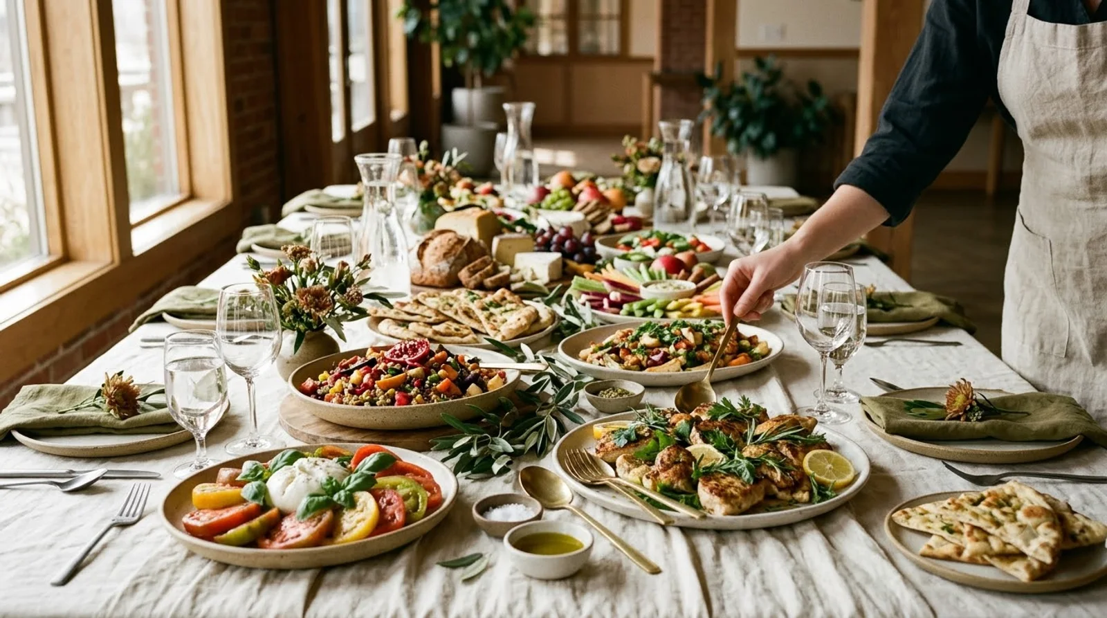 Illustrative catered food spread, not a Wendy Krispin event or menu