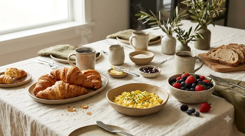 Illustrative catering photograph for A bright brunch table